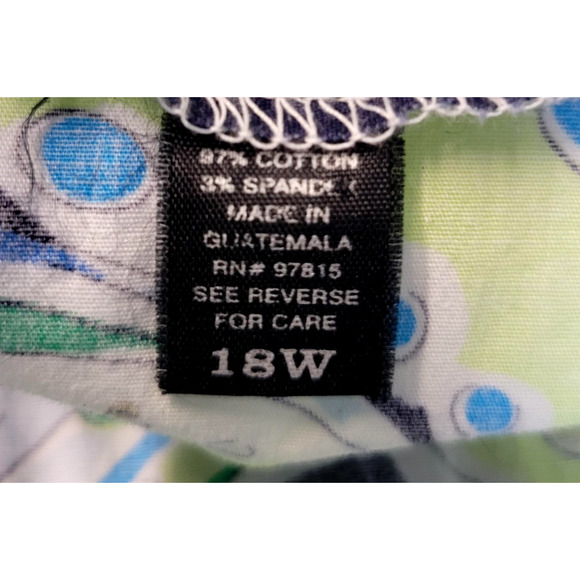 Courtenay Skirt Womens 18W Blue Green Paisley A-Line Cotton Stretch Side Zip - Picture 3 of 11